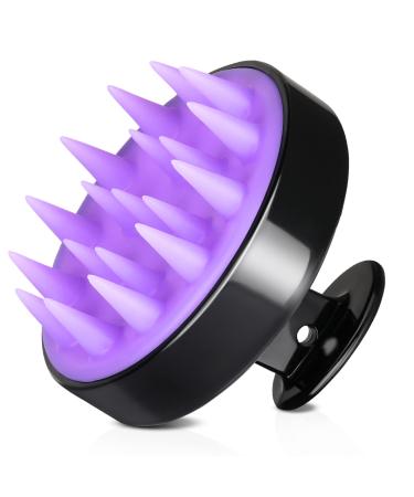 CozyCom Scalp Scrubber Massager Upgraded Hair Shampoo Brush with 2 Different Lengths of Silicone Bristles  Wet Dry Hair Scalp Brush for Stress Relax Remove Dandruff Head Blood Circulation Purple & Black
