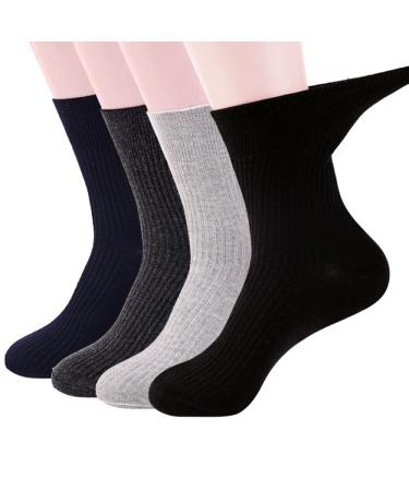 BIHIKI 4 Pairs of Men's Diabetic Socks Seamless Toe Socks Loose and Non-Binding