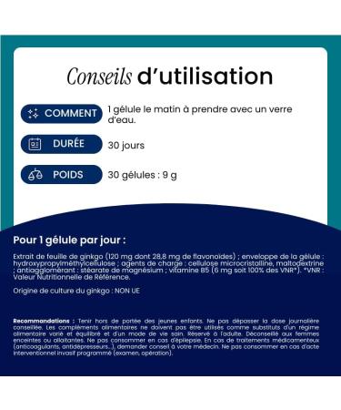 NaturAvignon | Ginkgo biloba | m moire | concentration I audition I compl ment alimentaire | fort dosage I vitamine B5 | 30 jours Audition & M moire - Buy Online on GoSupps.com