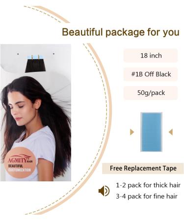 AGMITY Tape in Hair Extensions 18 Off Black 20pcs 50g 100% Real Human Hair Seamless Remy Tape Extensions - Buy Online on GoSupps.com