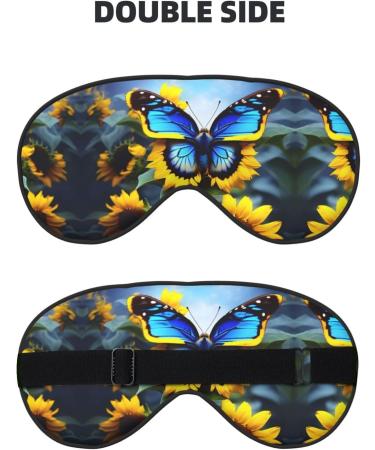 Buy Sunflower Blue Butterfly Eye Mask - Soft Adjustable & Comfortable Sleep Mask for Men & Women - Nighttime Relaxation Essentials - Buy Online on GoSupps.com