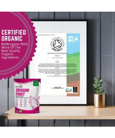 BeMorganic Organic Dragon Fruit Powder - 100g Pure Pink Pitaya Smoothie Powder | No Added Sugar or Gluten - Buy Online on GoSupps.com