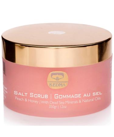 Kedma - Peach & Honey Dead Sea Salt Scrub - Exfoliating & Revitalizing - For Smooth & Nourished Skin - 350g