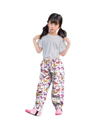 Ronony children rain pants Waterproof windproof chip pants Breakable mud pants for young girls wind and waterproof outdoor pants S 1#white