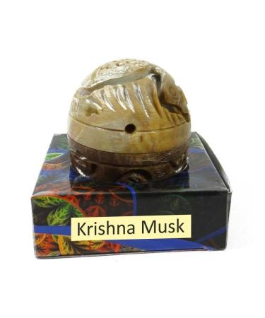 Stone Jar Krishna Musk Solid Perfume Long Lasting Body Fragrance In Large Hand Carved- 8 gm (Pack Of 1)