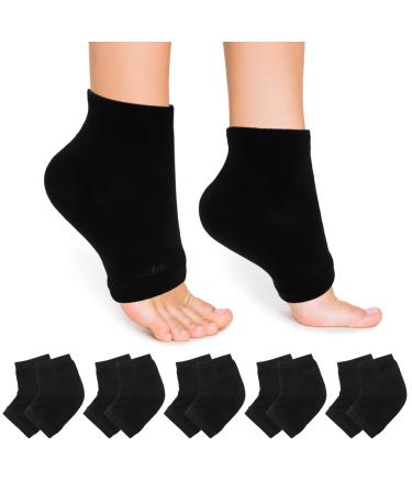 5Pairs Moisturizing Socks for Cracked Heel Scettar Moisturizing Gel Heel Socks Cracked Heel Gel Lined Infused Toeless Spa Sock Toeless Spa Socks for Women Soft Cotton Silicone Ventilate Heel Sleeves
