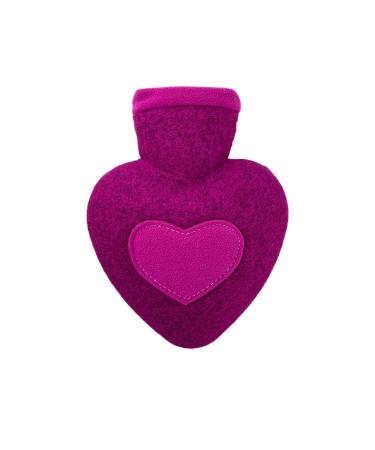 Hugo Frosch hot water bottle heart 1.0 l with knitted cover felt look raspberry melange - Buy Online on GoSupps.com