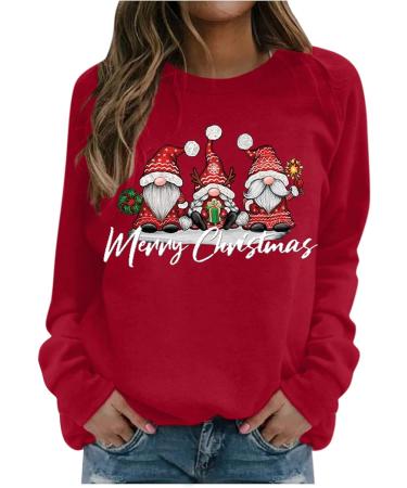 Womens Christmas Sweatshirt - Cute Snowman & Penguin Print O-Neck Raglan Top - XXL - Buy Online on GoSupps.com
