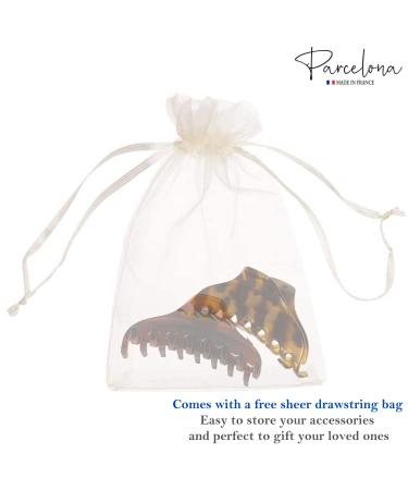 Parcelona French Boss Thin Light Tortoise Shell Brown Celluloid Hair Claw Clip Set - 2 Pack - Buy Online on GoSupps.com