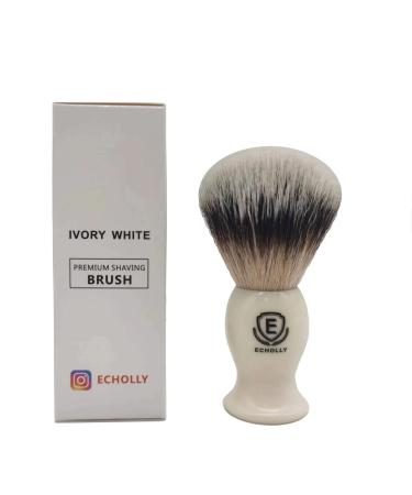 Premium Shaving Brushes for men by Echolly-NO Shedding Bristle Shave Brushes for Men-Smooth Acrylic Handle Legacy Shave Brush-Rich and Fast Lather Shaving Cream Brush (Ivory White)