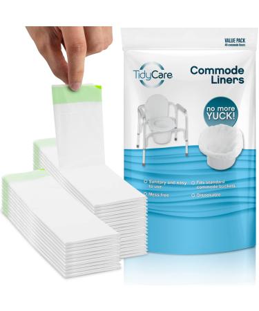 TidyCare Commode Liners for Bedside Portable Toilet Chair Bucket | Value Pack of 48 Disposable Waste Bags for Adults | Universal Fit 48 Count (Pack of 1)
