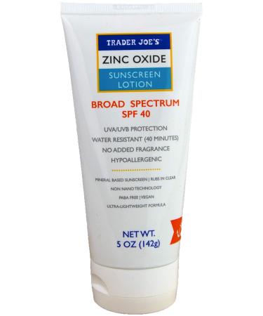 Trader Joe's Zinc Oxide Mineral Based Hypoallergenic Sunscreen SPF 40