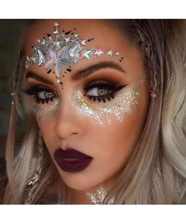 Ludress Crystal Face Stickers - Star Glitter Mermaid Festival Body Jewels - Sparkly Halloween Party Accessories for Women and Girls (White) - Buy Online on GoSupps.com