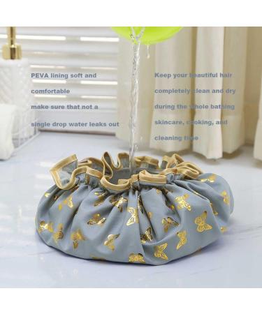 Elastic Band Waterproof Shower Cap for Girls and Women - Butterfly Design | Keeps Hair Dry, Covers Ears, Oil-Proof | Ideal for Bath and Kitchen Use - Buy Online on GoSupps.com