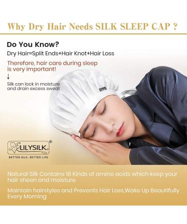 LILYSILK 100% Mulberry Silk Bonnet | Adjustable 19 Momme Silk Night Sleep Cap in Black - Buy Online on GoSupps.com