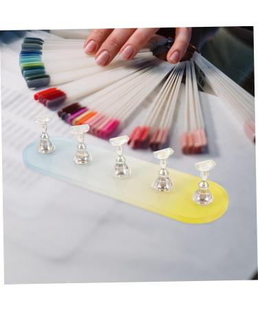 COOLHIYA 1 Set nail practice holder gradient rainbow nail stan training nail stands nail art organiser nail painting stand nail decor nail stands for nail art plastic Acrylic oval Yellow Blue 12.8x3.7cm - Buy Online on GoSupps.com