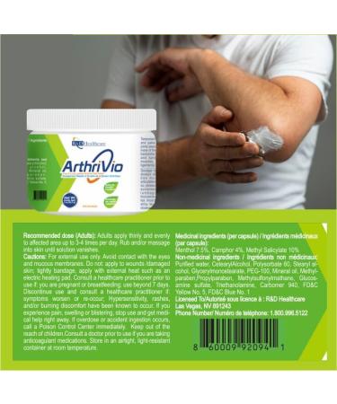 ArthriVio - Natural Pain Relief Topical Cream for Arthritis and Muscles Joints - Potent Analgesic & Anti-Inflammatory Ingredients for Immediate Relief (2) - Buy Online on GoSupps.com