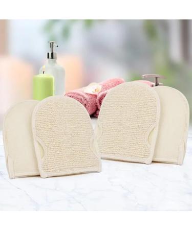 Buy 2-Piece Peeling Gloves & Shower Sponge Set | Hemp & Linen Body Scrub Tools - Double-Sided Massage for Exfoliation - Beige - Buy Online on GoSupps.com