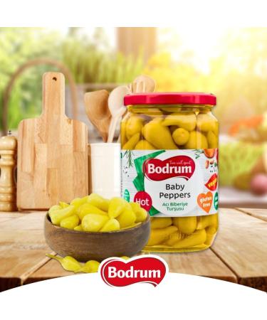 Bodrum 370cc Pepper Pickled | 330g | Peppers Hot in water| Ideal for Any Meat or Poutry Meal | Delicious Taste | Pickled Pepper (Baby Pepper Hot) - Buy Online on GoSupps.com