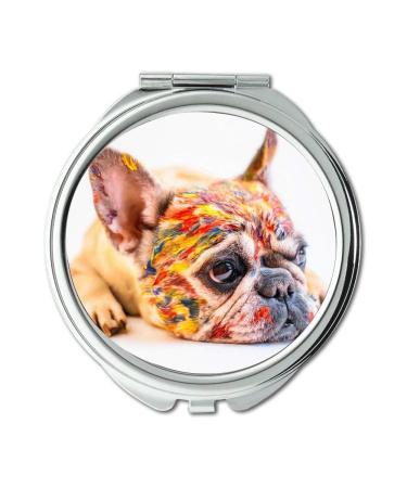 YENDOSTEEN Mirror Travel Mirror Dog Cute Pet Fun Little French Bulldog Paint Pocket Mirror portable mirror