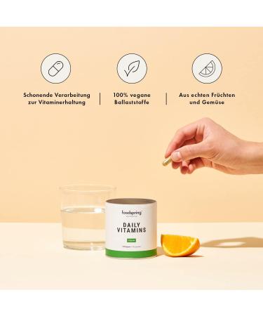 Foodspring Daily Vitamins - Premium Multivitamin Supplements with Vitamin D C & B12 - 100 Capsules for Optimal Health - Buy Online on GoSupps.com