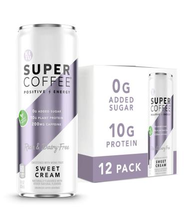 Super Coffee Plant Based Keto Protein Coffee (0g Added Sugar 10g Pea Protein 70 Calories) Sweet Cream 11 Fl Oz 12 Pack | Iced Smart Coffee Drinks