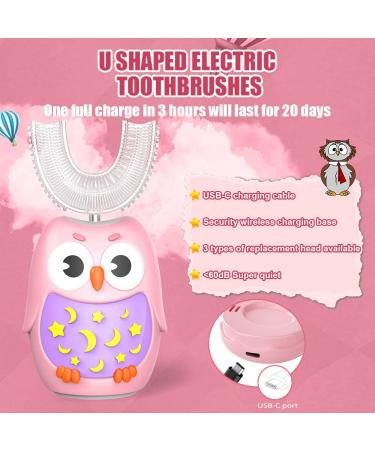 Kids Electric U-Shaped Automatic Toothbrush | 3 Brushing Heads & Cup | IPX7 Waterproof | Best Gift for Kids 2-12 | Pink - Buy Online on GoSupps.com
