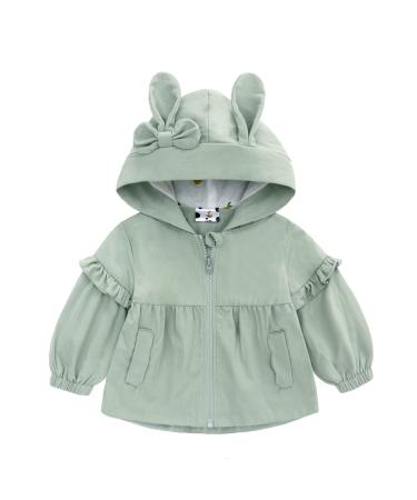 famuka Baby Girls Hooded Jacket Toddler Kids Spring Windbreaker Outwear 18 Months Green
