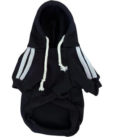 Buy Izefia Dog Hoodie - Warm Fleece Sweatshirt for Small Dogs & Cats - Winter Clothing in Black XS - Buy Online on GoSupps.com