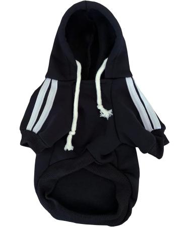 Izefia Winter Dog Hoodie & Fleece Sweater - Warm Cotton Pet Clothing for Little Dogs & Cats (Black Size L) - Buy Online on GoSupps.com