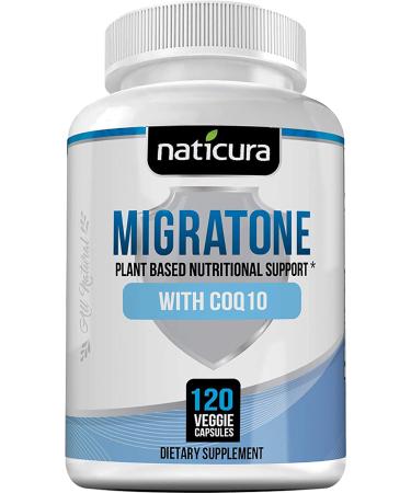 Migratone Migraine Relief - Natural Headache Relief Support - Migraine Supplement with PA - Free Butterbur, Magnesium, Vitamin B2 B6 and B12, Microactive CoQ10 and Feverfew - Migraine Clinic's Choice 120 Count (Pack of 1)