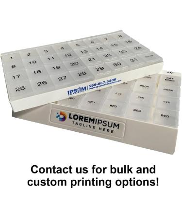 Buy Unique XL Monthly Pill Organizer - 31 Compartment Daily & Weekly Planner with Tray & 8 Extra Large Removable Compartments - Ideal for International Shipping - Buy Online on GoSupps.com