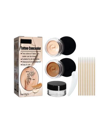 Tattoo Cover Up,Waterproof Invisible Concealer Body Leg Bruise Stretch Scar Dark Spots Vitiligo Skin Makeup Waterproof,Professional Long Lasting Tattoo Cover Up Suitable for Men and Women,2 Colors/Set - Buy Online on GoSupps.com