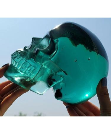 Realistic Healing LIFESIZED 6.9 Inch Green Obsidian Carved Crystal Skull - Buy Online on GoSupps.com