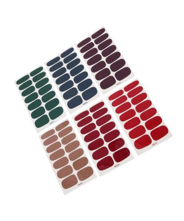 Beatifufu 6 Sheets Nail Art Stickers Fingernail Stickers Adhesive Nail Decals Manicures Stickers Party Nail Stickers Color Stickers Nail Polish Sticker Strips Press Nail Full Cover Child Pvc