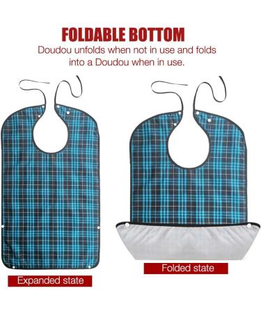 Waterproof Reusable Adult Bibs - 4 Pack with Push Button & Tie for Men Women Seniors & Handicapped - Buy Online on GoSupps.com