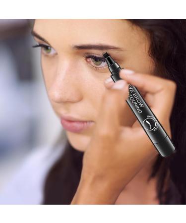 Four-Headed Eyebrow Pencil 4 Points Eyebrow - Microblading Eyebrow Pencil Long-Lasting Eyebrow Makeup for Natural-Looking Eyebrow Pochy Black - Buy Online on GoSupps.com