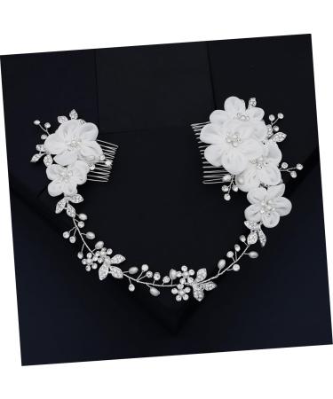 FRCOLOR Chiffon Flower Comb Flower Hair Accessories European and American Hair Combs Wedding Hair Comb Bridal Headdress Wedding Hair Accessories Handmade Hair Combs Bride The Flowers Veil - Buy Online on GoSupps.com