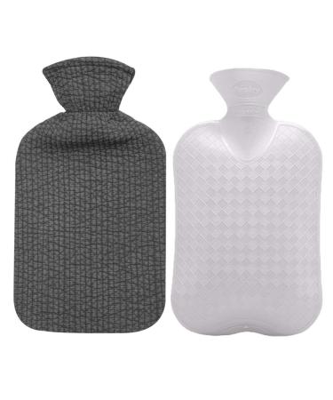 Fashy Hot Water Bottle with Quilted Cotton Cover (Gray, 67oz) Quilt Gray