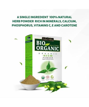 INDUS VALLEY Bio Organic Neem Powder For Hair Care | Organic Azadirachta indica 100% Natural & Chemical Free Cleanser For Healthy Hair - 200gm Natural Skin Care Masks & Herbal Blends - Buy Online on GoSupps.com