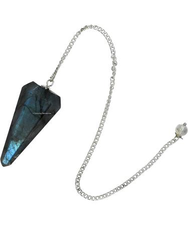 Amazing Gemstone Labradorite Crystal Pendulum for Divination - Dowsing Pendulum with Chakra Chain and Crystal Ball for Reiki Healing and Crystal Grid Meditation - Buy Online on GoSupps.com
