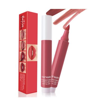 Lip smudge marker tint color matte with precision tips - lipstick pen with a natural finish - lightweight for all-day wear - lip liner without