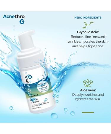 Acnethro G Gentle Cleansing Acne Foaming Face Wash with Glycolic Acid - Exfoliate & Glow - 100ml - International Shipping Available - Buy Online on GoSupps.com