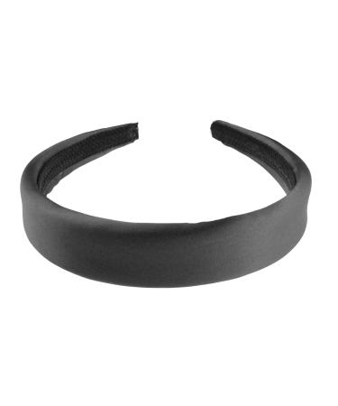Girls SMALL HEAD Ladies Evening Wide Padded Satin 2.5cm Headband Alice Band (Black)