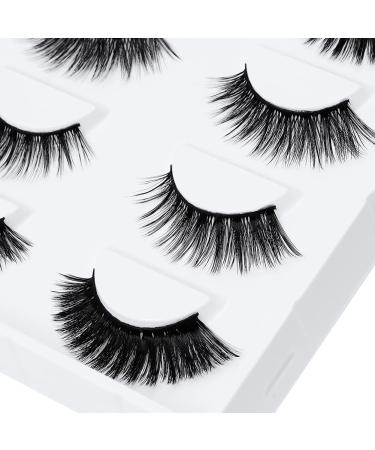 False Eyelashes 3D Faux Mink Fake Eyelashes Handmade by FADVAN Dramatic Thick Crossed Cluster False Eyelashes (5 Pairs)
