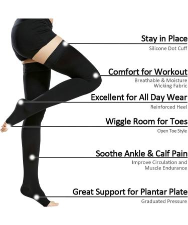 Ailaka 20-30 mmHg Compression Stockings | Thigh High Footless Leg Sleeves | 2X-Large | Black (1 Pair) - Buy Online on GoSupps.com