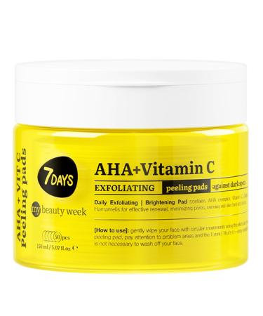7Days Skin Care Exfoliating Pads - Face Cleanser - Facial Peeling Pads with Glycolic Acid, AHA and Vitamin C - Exfoliator for Pigmentation Treatment