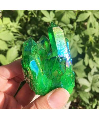 Home Decor 100-120g Natural Crystal Green Angel Aura Quartz Cluster specimens Titanium Coating Quartz Cluster Gifts Natural Crystal Raw Stones and Minerals Reiki Crystal Stone (Size : 110-120g) - Buy Online on GoSupps.com