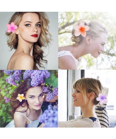 Hawaiian Plumeria Flower Clips Bridal Wedding Party Beach Hair Clips Acrylic Petals Hair Clamp - Buy Online on GoSupps.com