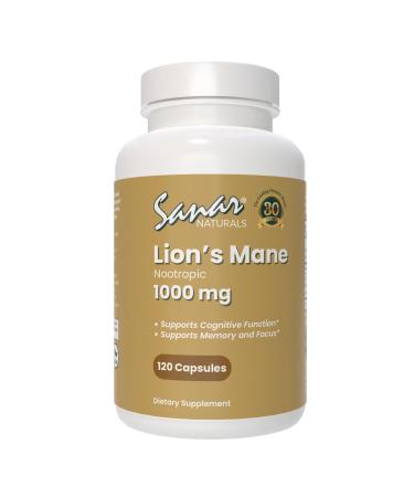 Sanar Naturals Lions Mane Supplement Capsules - Focus, Memory and Brain Function Support - Mushroom Lions Mane Powder Supplement Nootropic - Non-GMO, Gluten-Free, 120 Pills